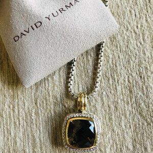 Authentic DAVID YURMAN 14mm Smoky Quartz sterling and 18K Gold Enhancer